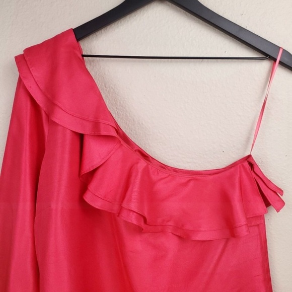 J. CREW Silk Shantung One Shoulder Ruffle Top - Picture 5 of 15